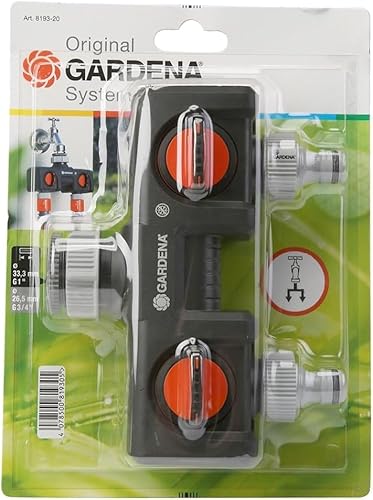 Thumbnail 1 de Distribuidor de 2 vías Gardena (Negro/Naranja) – 26,5 mm y 21 mm, flujo regulable