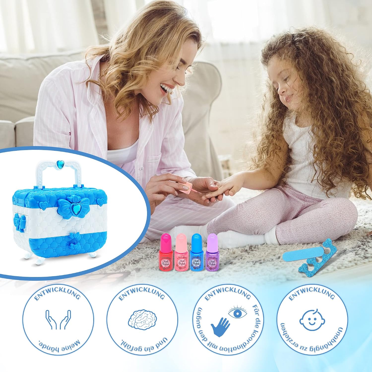Detalle de Frozen Kinderschminke Set Mädchen – Waschbarer Schminkkoffer mit 57 Teilen