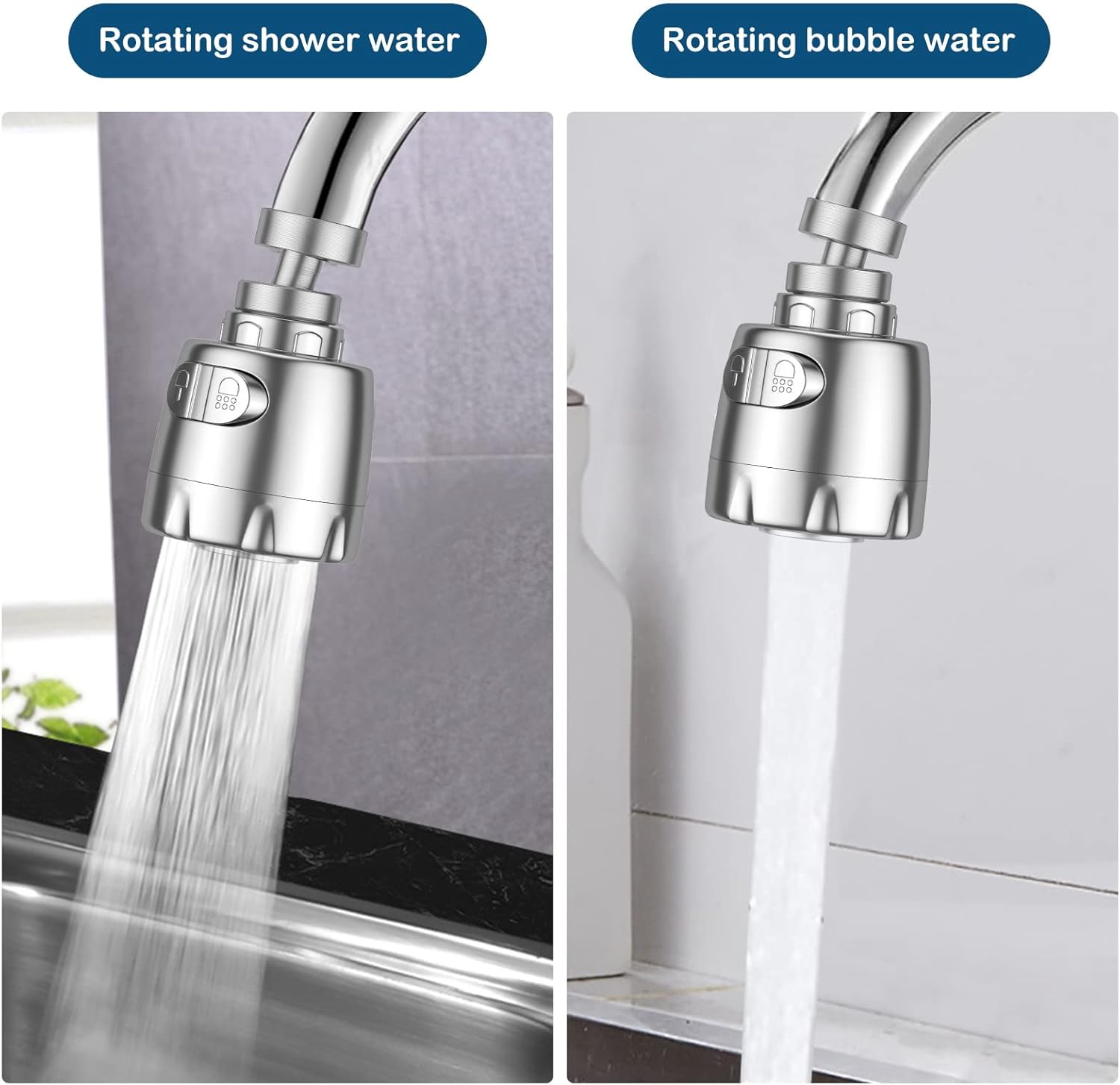 Thumbnail 3 de Vinabo Filtro Rubinetto — robinet à bascule pivotant 360°, mousseur, économie d’eau, 2 modes