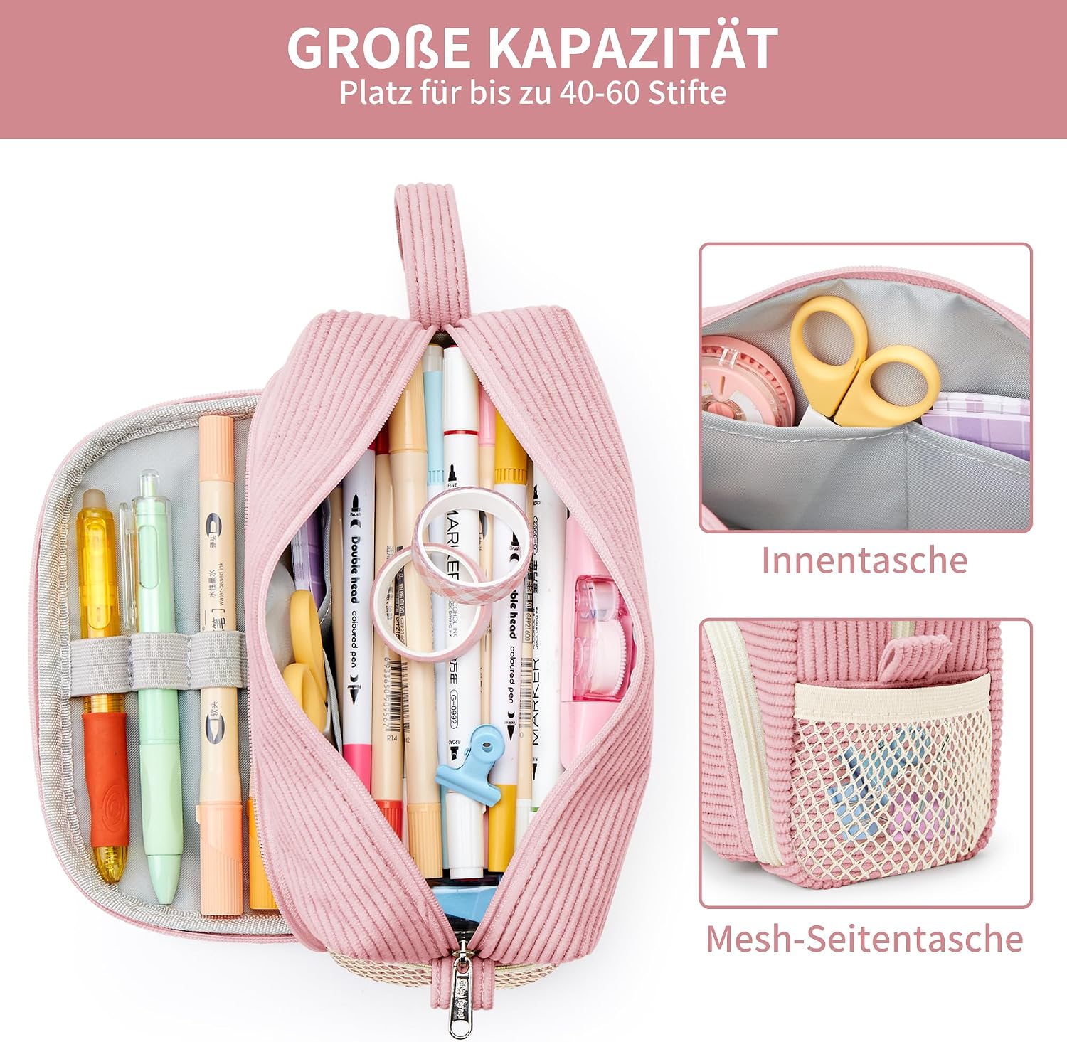 Thumbnail 2 de KALIDI Corduroy Pencil Case with Multi Pockets (8.3 x 3.5 x 4 in)