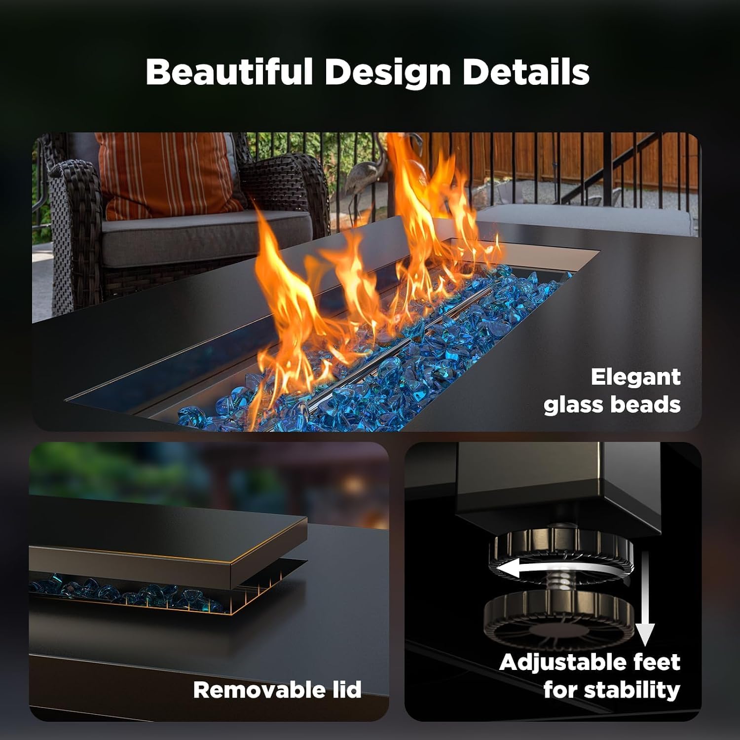Detalle 1 de Ciays Gas Fire Pit Table 43-inch