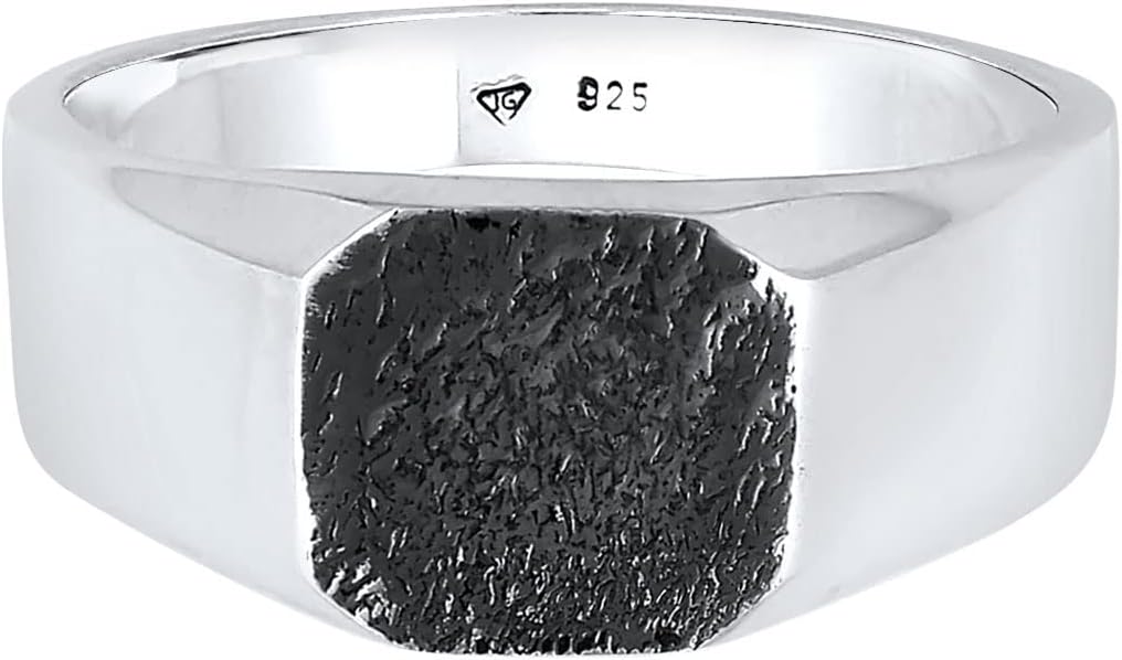 Thumbnail 1 de Kuzzoi Siegelring Herrenring quadratisch matt oxidiert aus 925 Sterlingsilber (massiv), 11 mm breit, Ringgröße 60–66