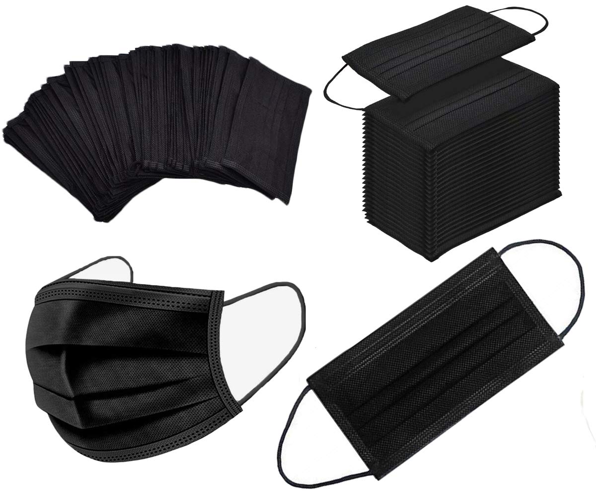 Detalle de NNPCBT 100PCS 3-Ply Black Face Mask 🎓