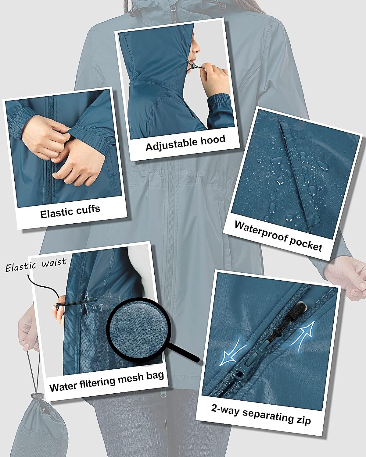 Detalle de 33,000ft Women's Rain Jacket: Lightweight, Packable and Waterproof