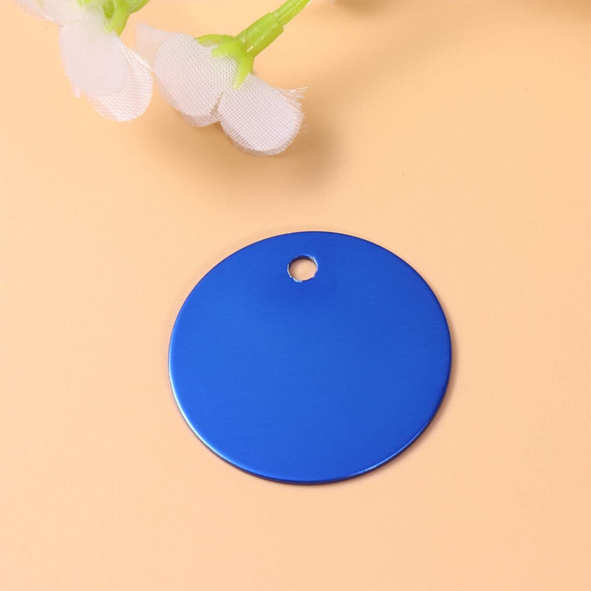 Detalle de MILISTEN 16 Stücke Runde Aluminiumlegierung Haustier-ID-Tags – Blanko Hundemarken zum Gravieren, 35 mm Ø, Dunkelblau