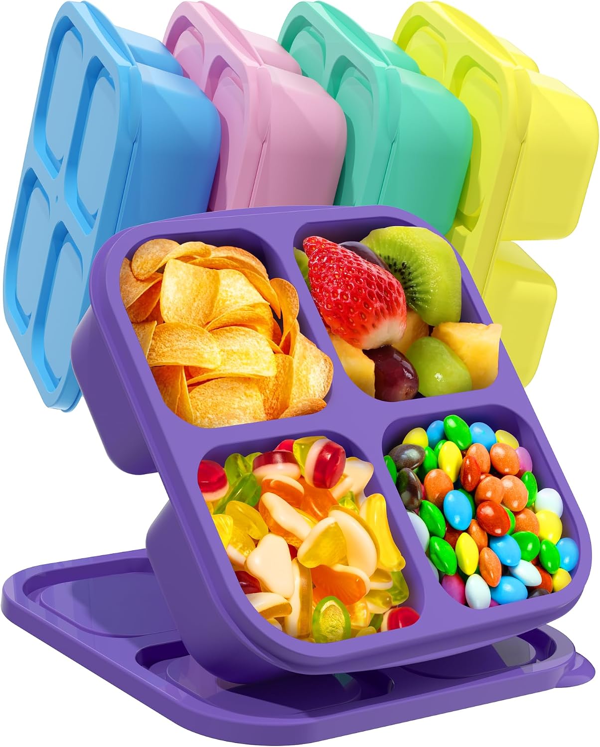 Detalle de Canfanni Divided Snack Containers, 4 Compartments