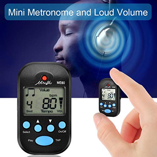 Detalle de MOREYES Mini métronome numérique avec haut-parleur multifonction – compact et pratique pour saxophone, piano, guitare, violon, flûte et tambour