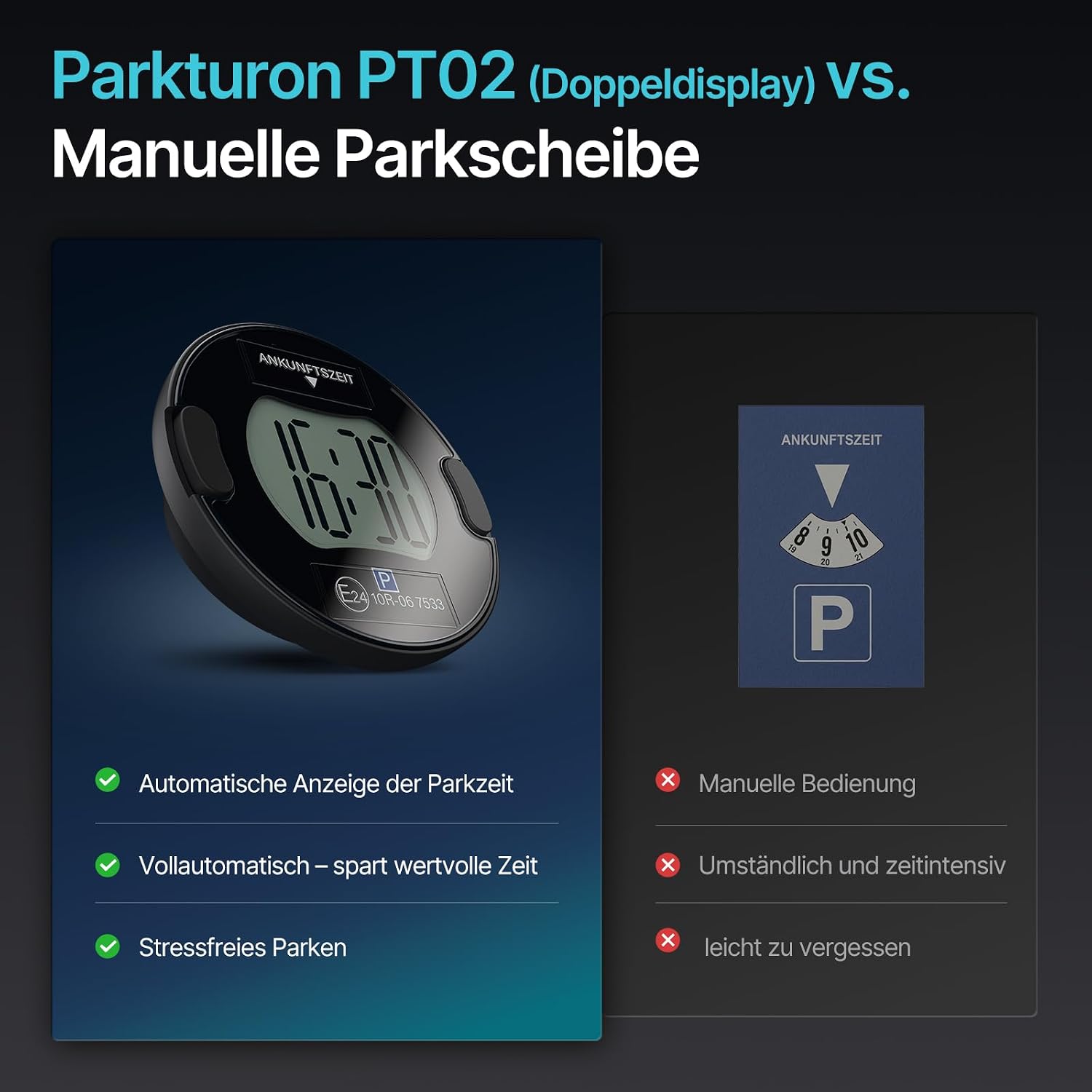 Thumbnail 6 de Parkturon PT02 Elektronische Parkscheibe – Solarbetrieben, ECE-zertifiziert, Doppelanzeige
