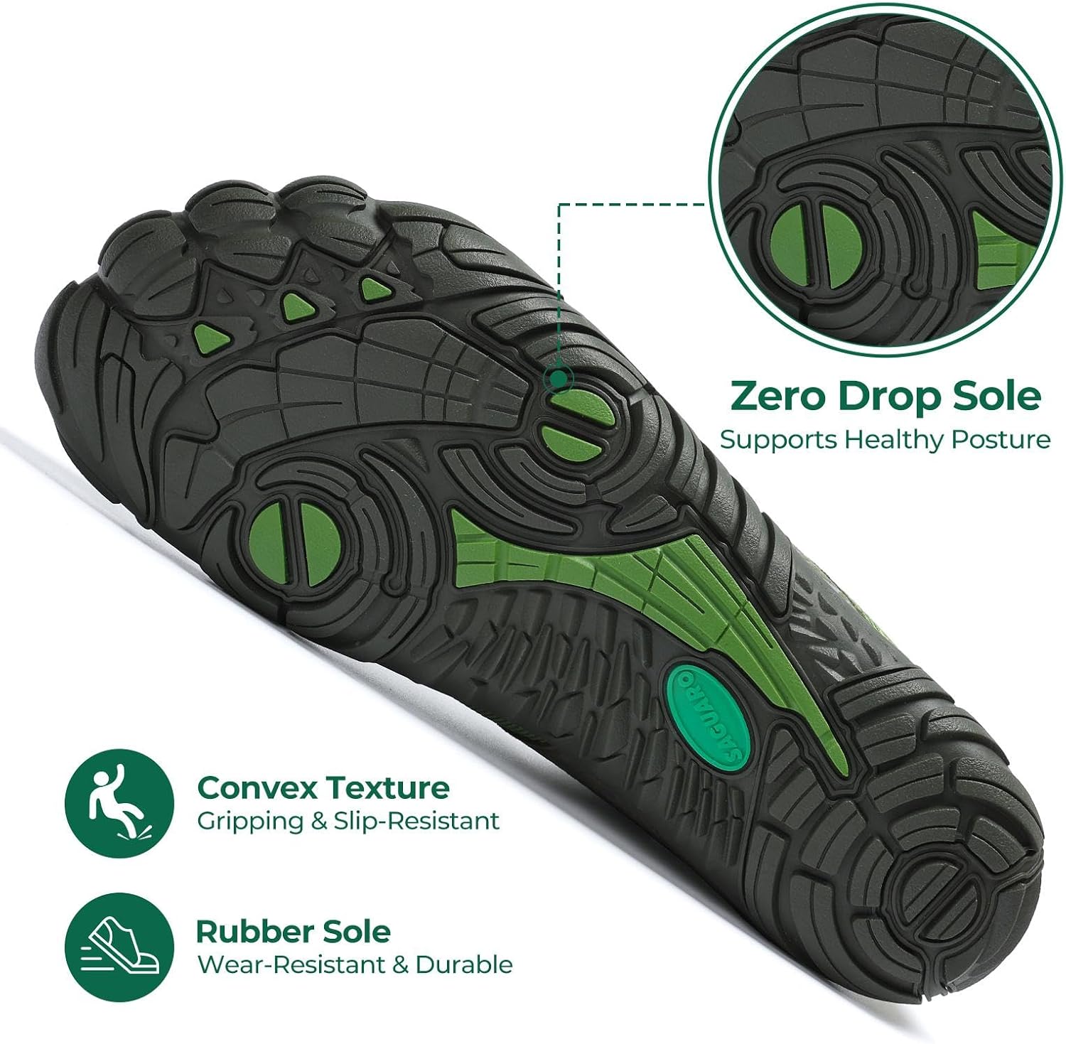 Detalle de SAGUARO Homme/Femme Chaussure Minimaliste Légère et Antidérapante pour Trail et Fitness (GR.35-48 EU)