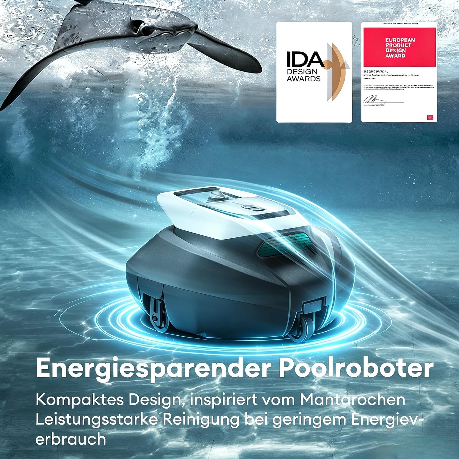 Detalle de Pooleco 10s Poolroboter (2026 Upgrade) – kabellose Reinigung mit 3 Motoren