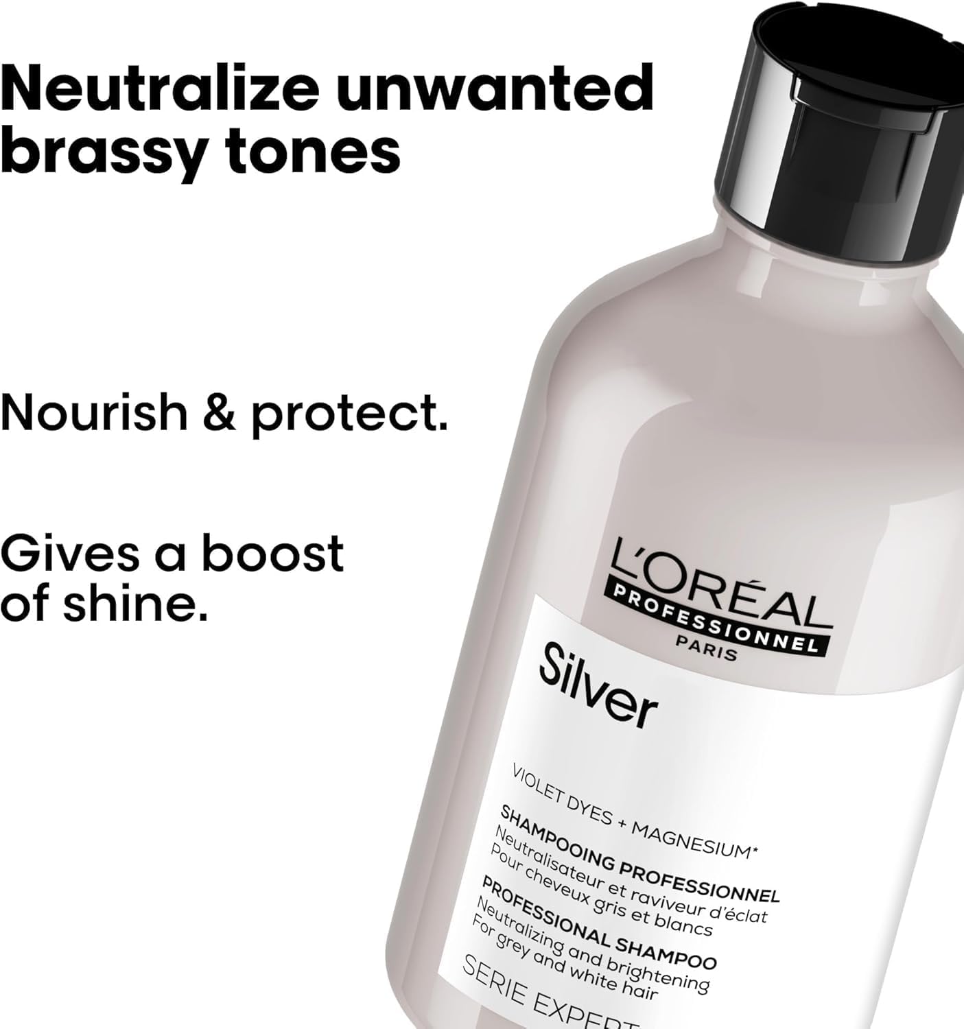 Detalle de L’Oréal Professionnel Serie Expert Silver toning shampoo for grey, white & light blonde hair