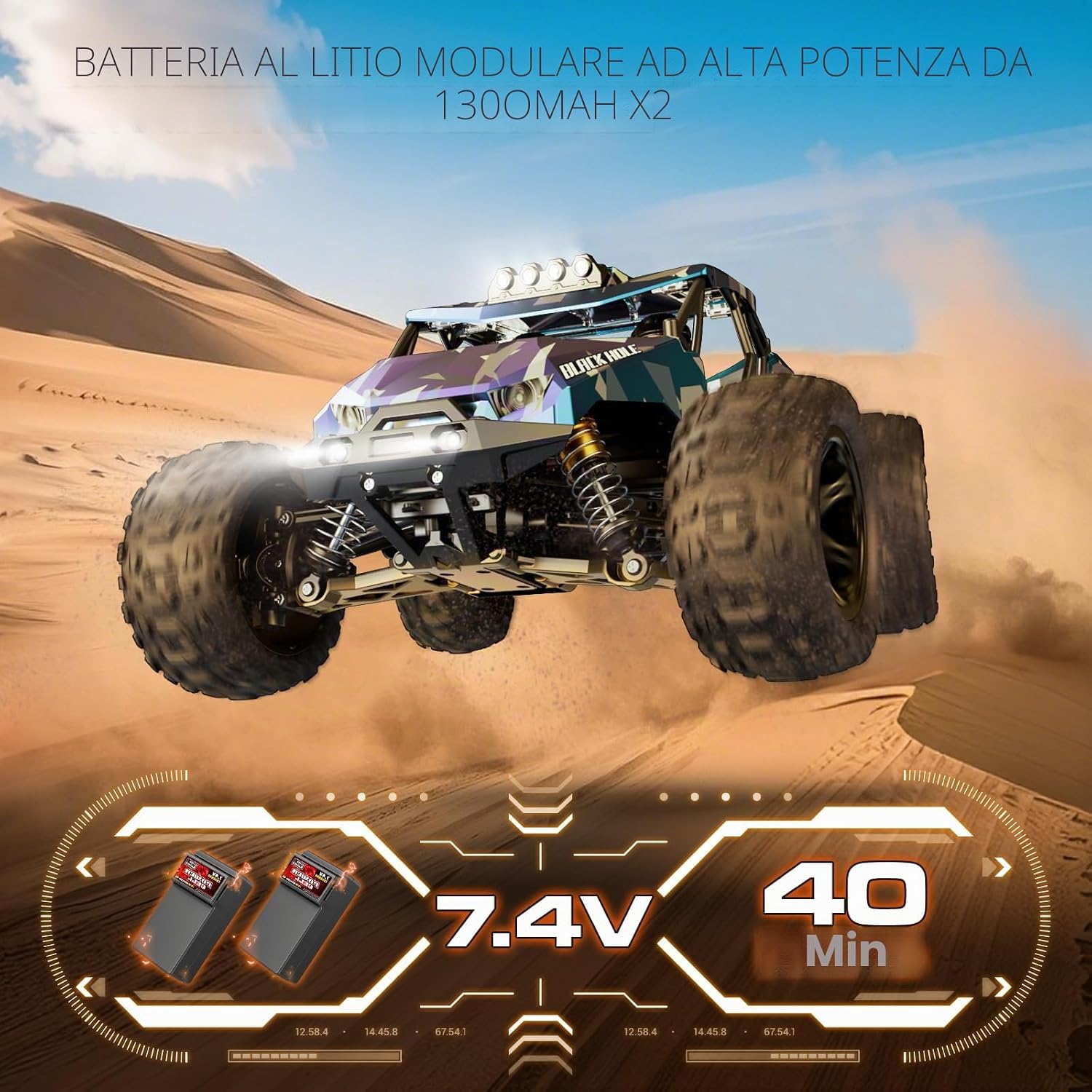 Detalle 2 de Womaqu 1:14 macchina radiocomandata fuoristrada 4x4 40 km/h