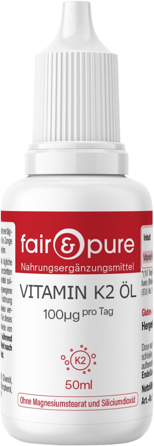 Detalle de Fair & Pure Vitamin K2 Öl 100 µg pro Tag – MK-7, 50 ml, schluckfreundlich