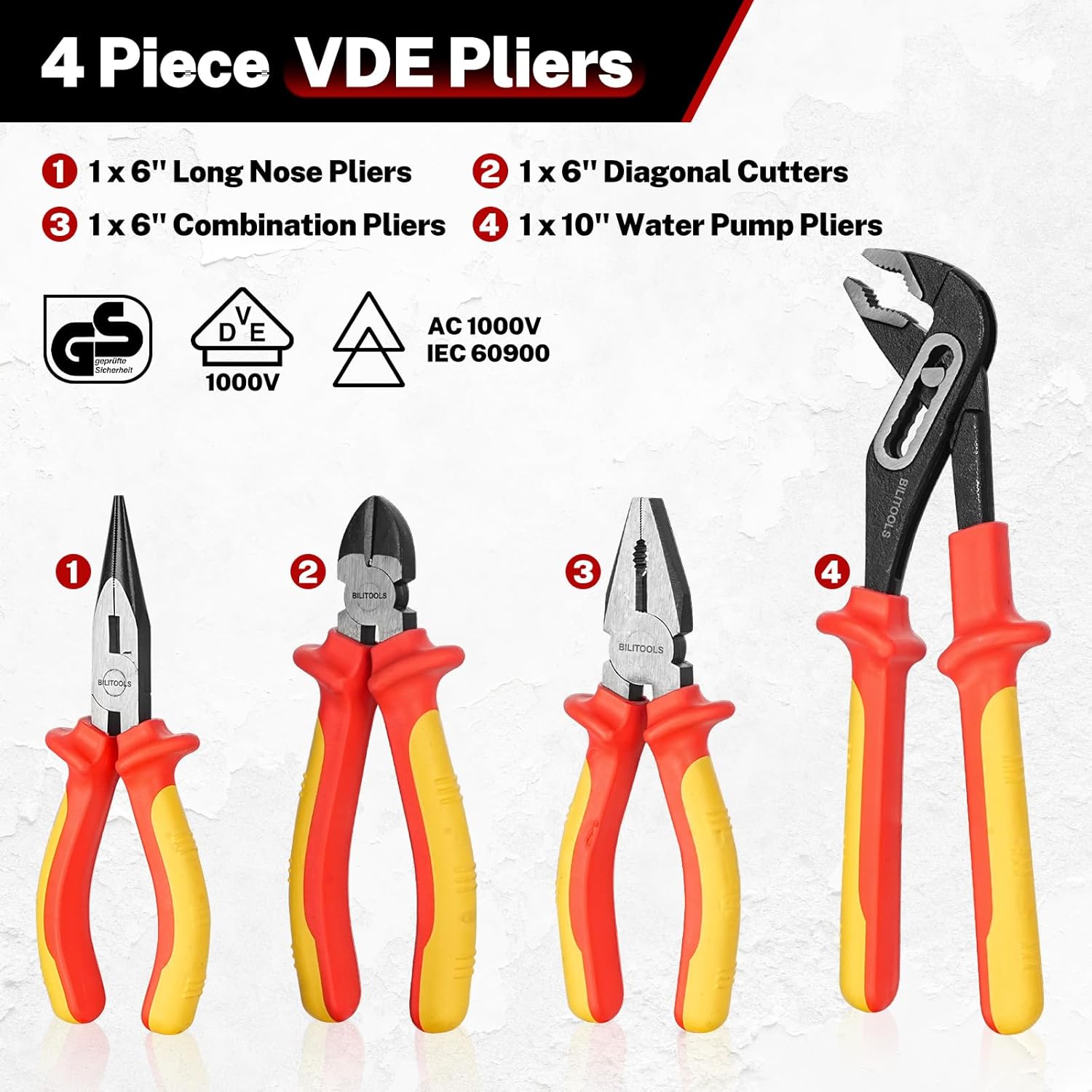 Thumbnail 2 de BILITOOLS 12 Pièces Coffret Outils Électrique VDE 1000V isolé – Tournevis et pinces pour électricien