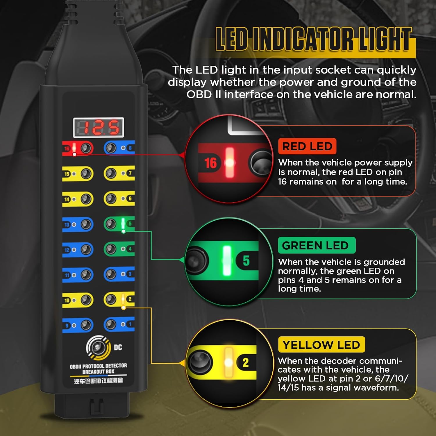 Detalle de Detector de protocolo OBD2 Breakout Box 17,7 pulgadas