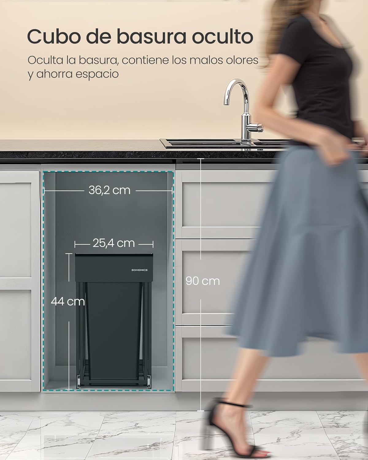 Detalle de SONGMICS LTB950B01 papelera doble 2x15 L