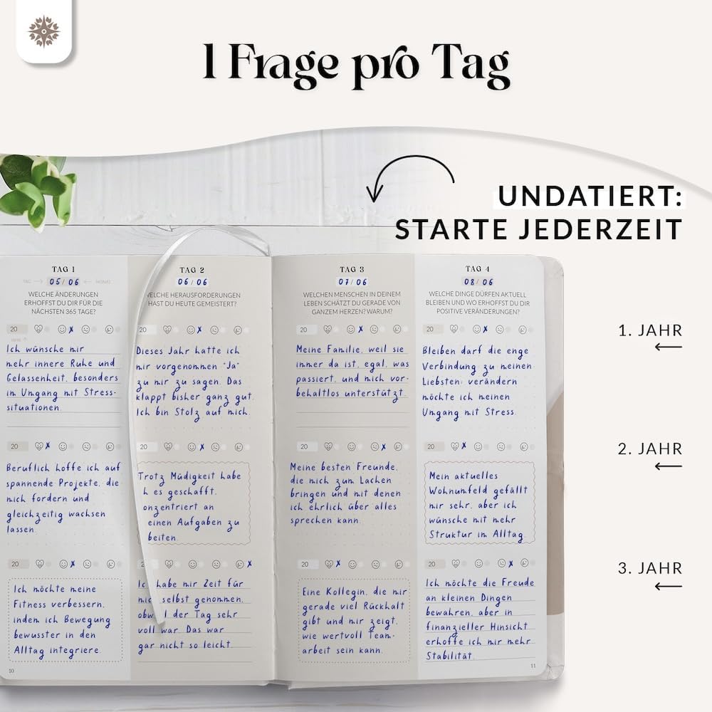 Detalle de Lebenskompass® 3 Jahres Tagebuch für Erwachsene – Sahara Edition, DIN A5 Hardcover