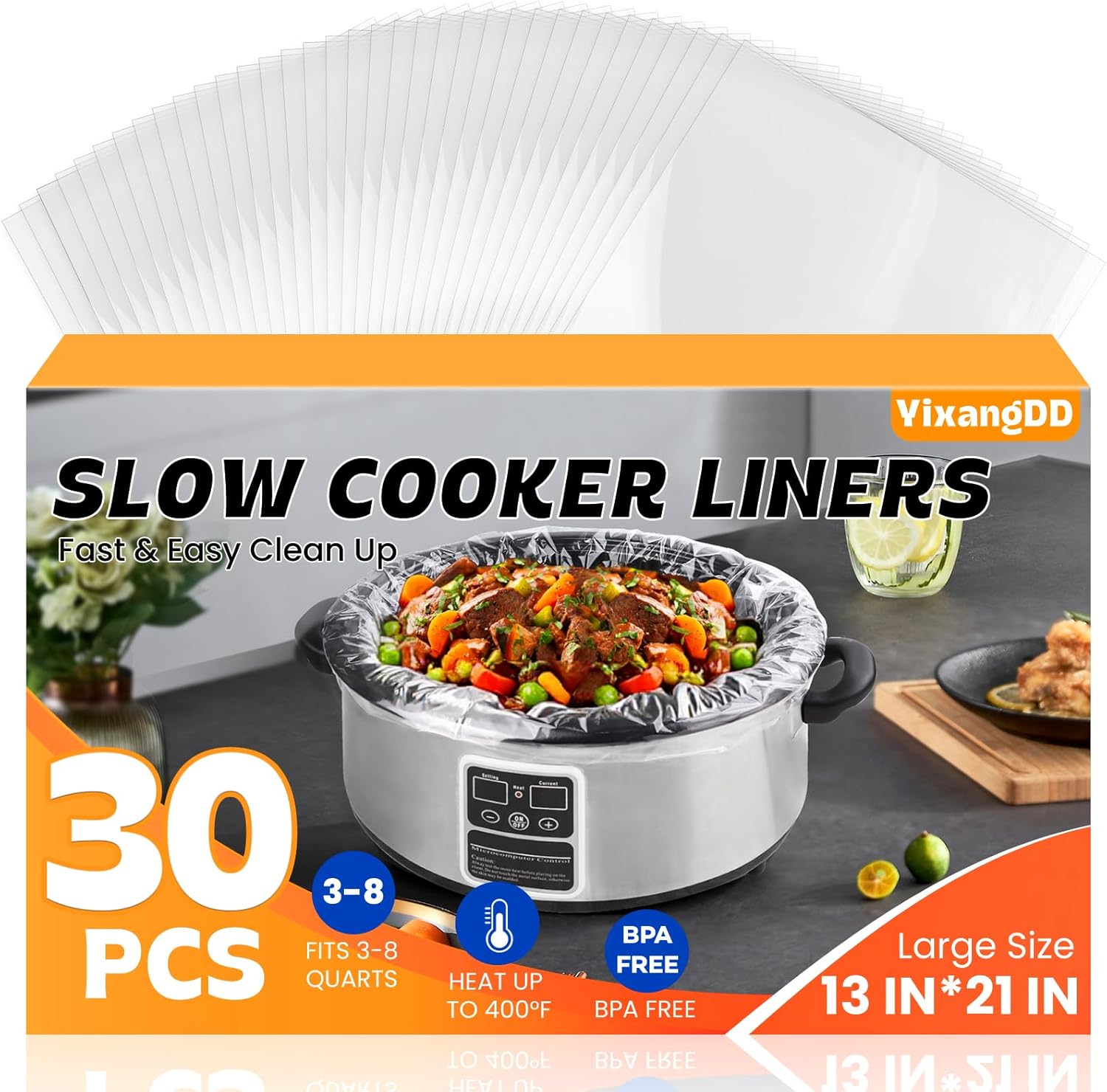 30 Pack Slow Cooker Liners 13x21 Large