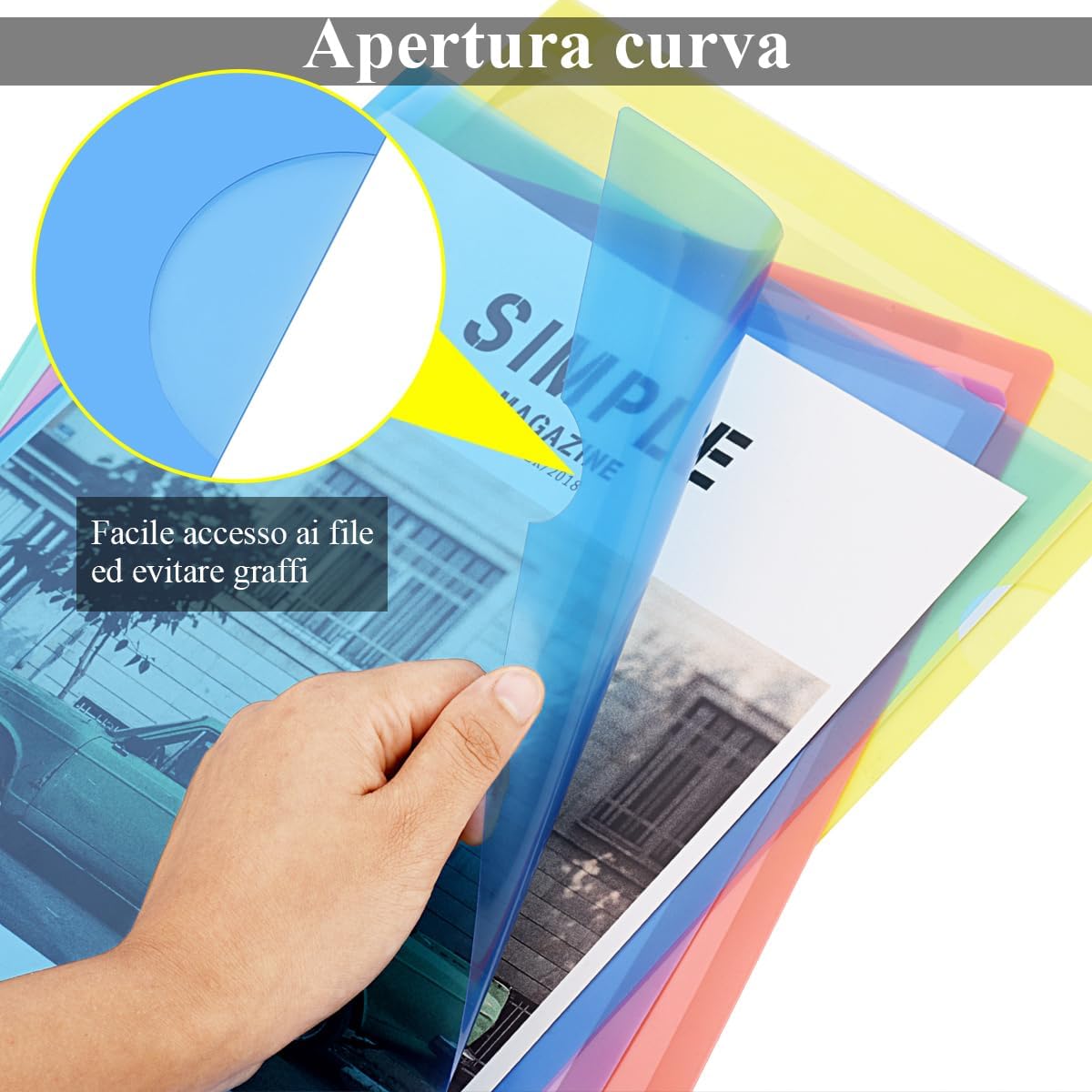 Thumbnail 4 de ZCZN Cartelline Portadocumenti A4 in Plastica, 14 pezzi, 7 colori brillanti, 31 cm x 22 cm
