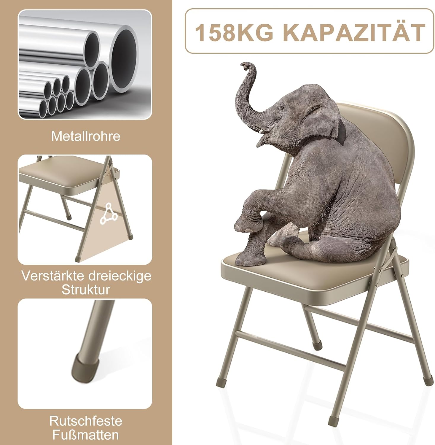 Thumbnail 3 de BULAGE Klappstuhl 4er Set Gepolstert