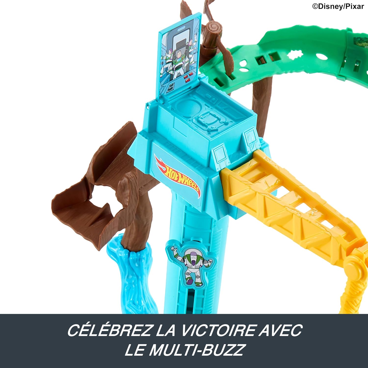 Detalle de Mattel Hot Wheels Coffret Star Command de Buzz l’Éclair Hi-Tech – Coffret piste Star Command avec Buzz et véhicule Superstar Speeders