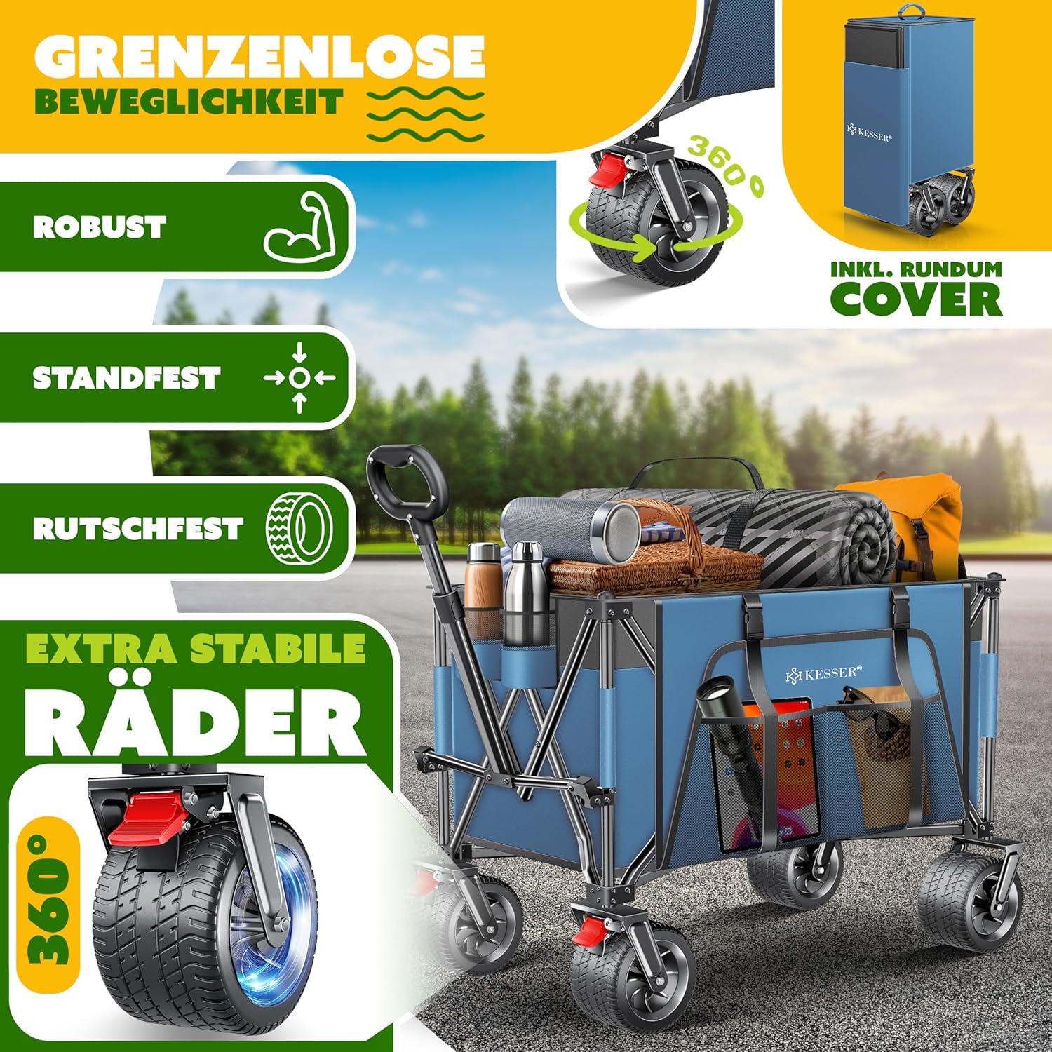 Thumbnail 2 de KESSER® Carro de Mano GTR9000🛻 200kg, Plegable, Ruedas 360°