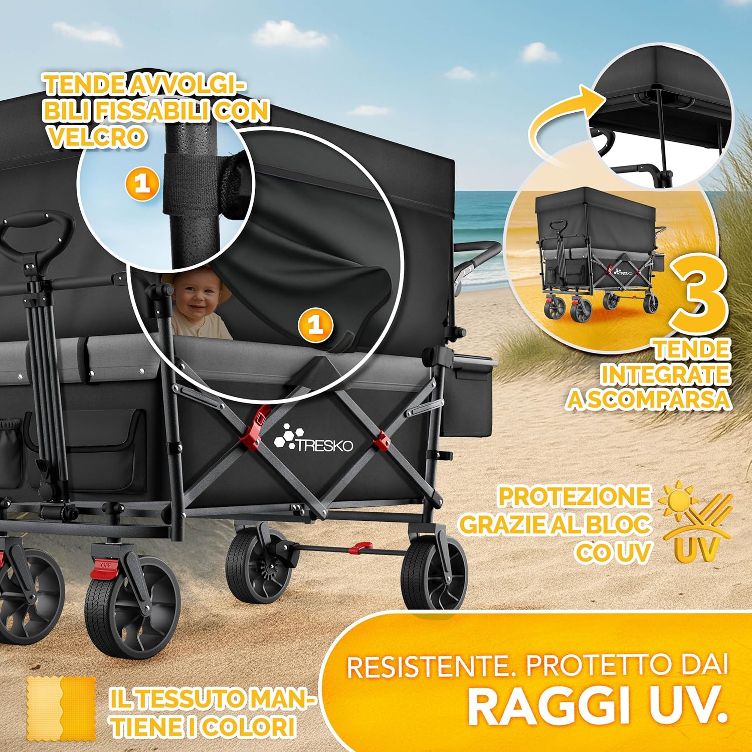 Thumbnail 3 de TRESKO Carrello pieghevole con tetto e vano frigorifero, 150 kg 🛒