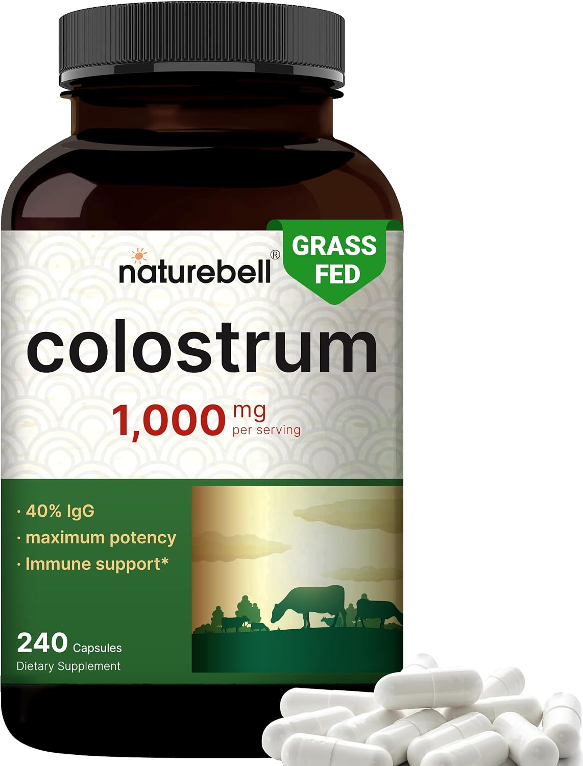 Detalle de NatureBell Bovine Colostrum Capsules, 240 Capsules