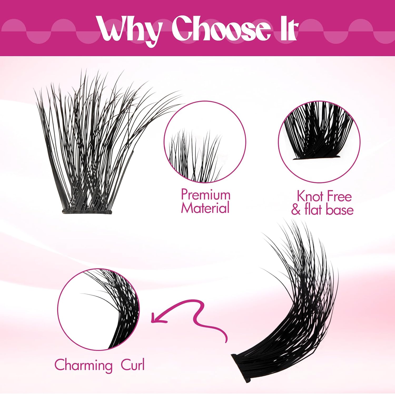 Detalle 1 de FADLASH 100D Lash Clusters, 3D Effect, Wispy Style, 8–16 mm