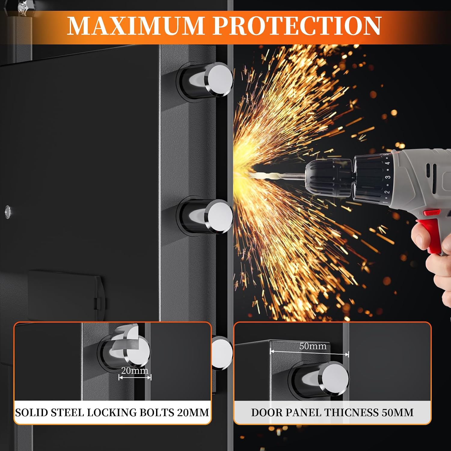 Detalle 2 de WASJOYE Safe Boxes for Home, Digital Electronic Security Keypad Large Safes, Cabinet Safe with Key Lock for Home Hotel Business Office Money Gun Jewelry Passport, 42L
WASJOYE Safe Boxes for Home, Digital Electronic S…