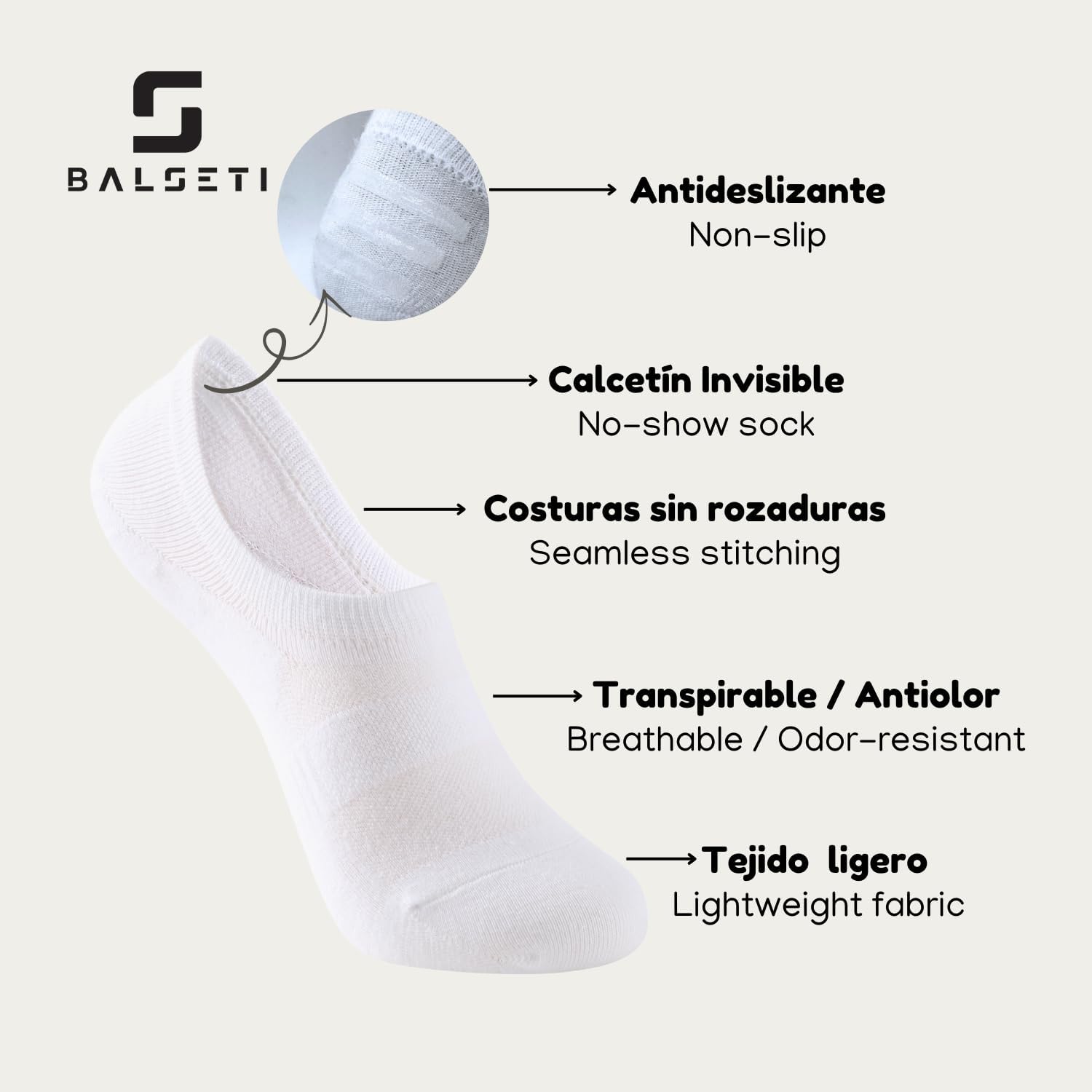 Detalle 2 de Balseti Pinkies 6 pares 85% algodón