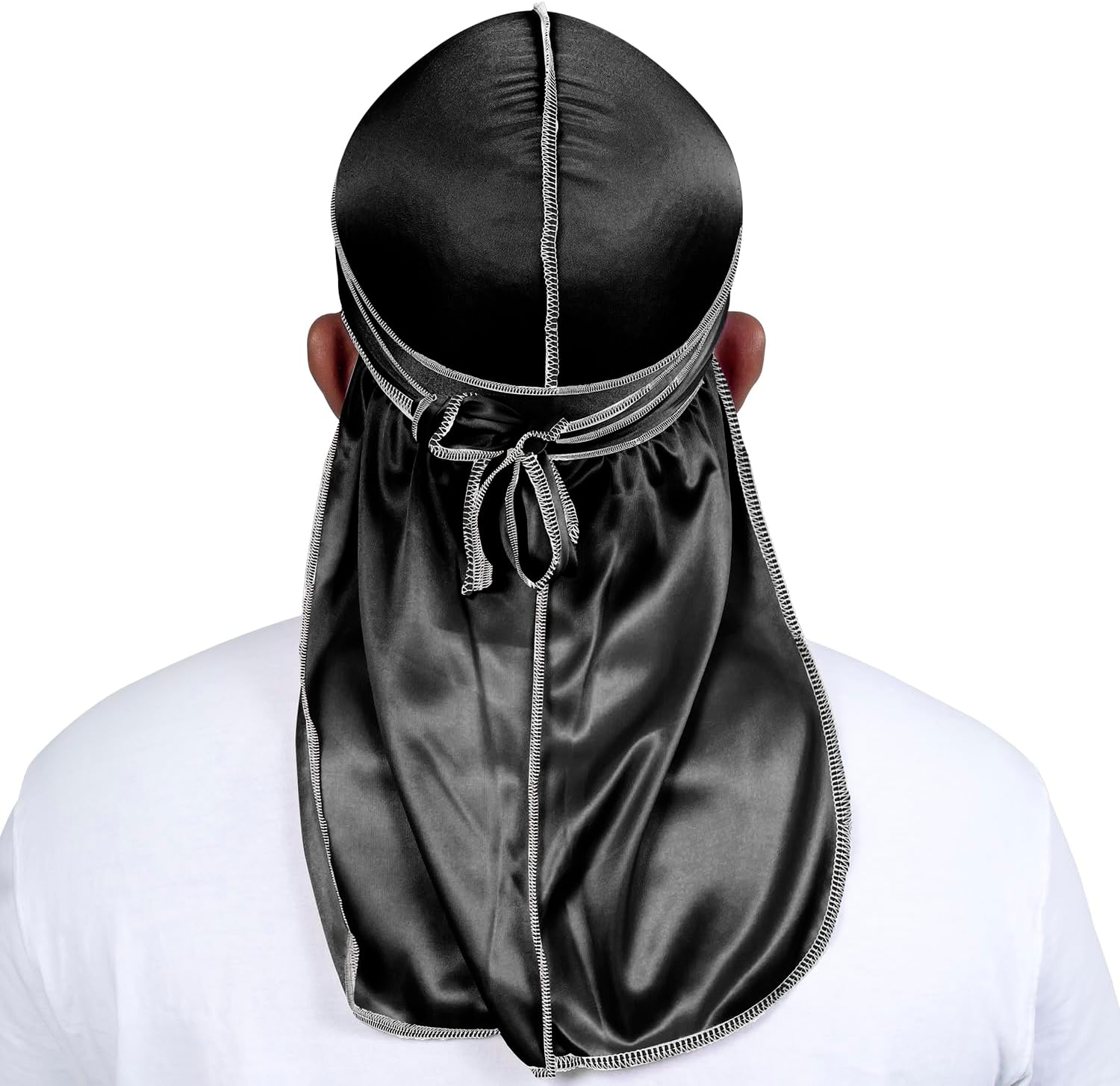 Detalle 2 de ForceWave Silky Durags with Wave Cap, 4-Pack, Moisture-Tech Fabric, 43-Inch Tails
