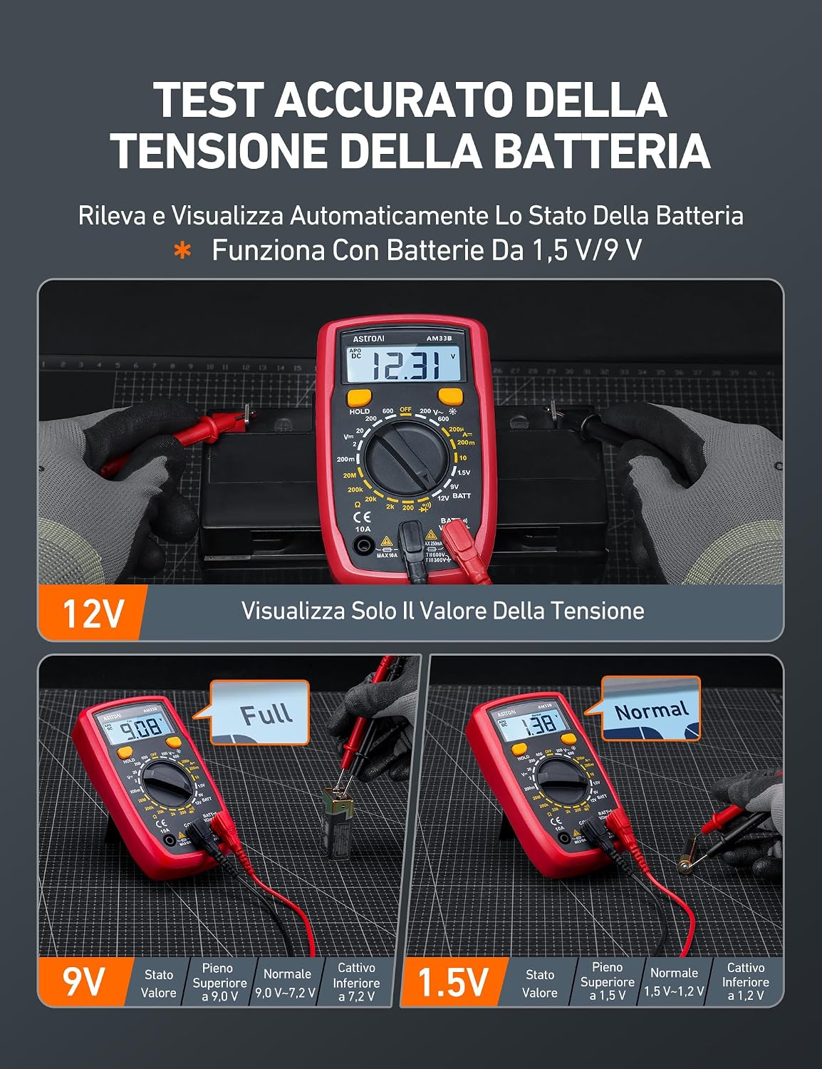 Thumbnail 4 de AstroAI Tester Elettricista multimetro digitale professionale