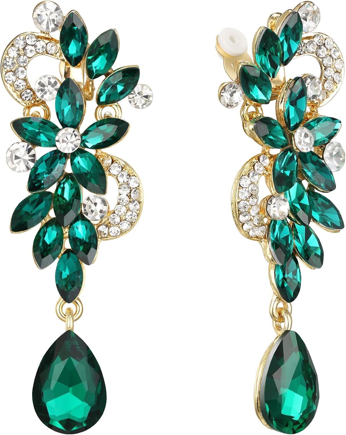 Thumbnail 6 de Orecchini a clip Clearine boho con cristalli a forma di fiore e pendenti lacrima