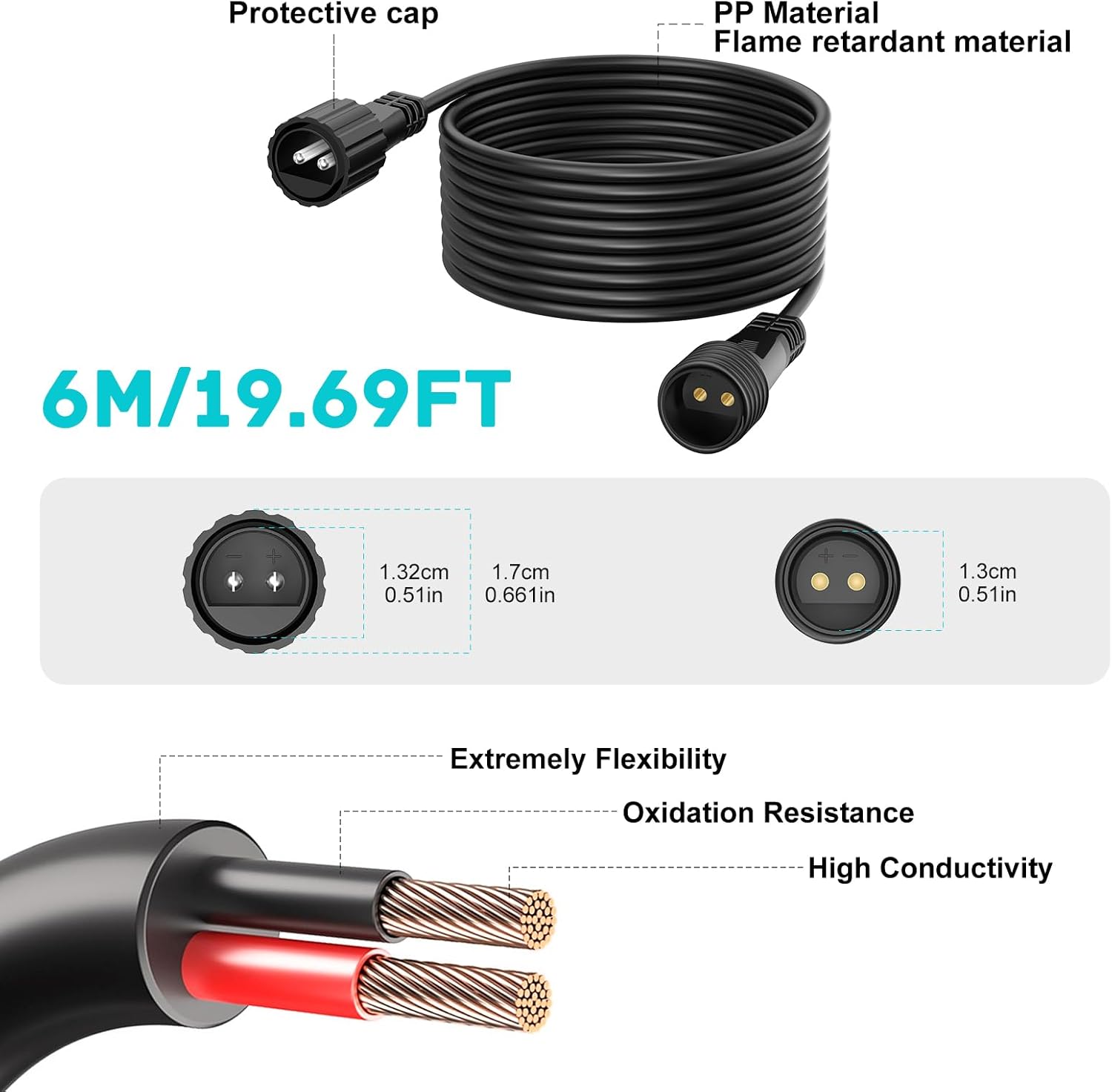 Thumbnail 4 de A.bigwhale Lichterkette Verlängerung 6 m (2-polig) IP65 für Weihnachtsbeleuchtung im Außenbereich