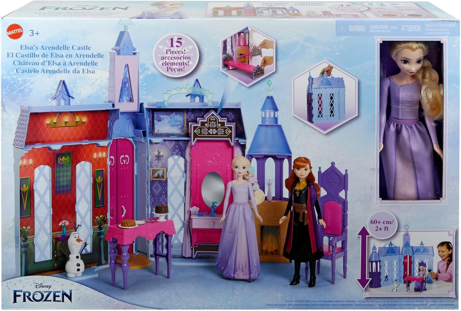 Thumbnail 5 de Mattel Disney Frozen Arendelle Doll-House Castle (2+ ft) with Elsa Fashion Doll, 4 Play Areas & 15 Accessories (HLW61)
