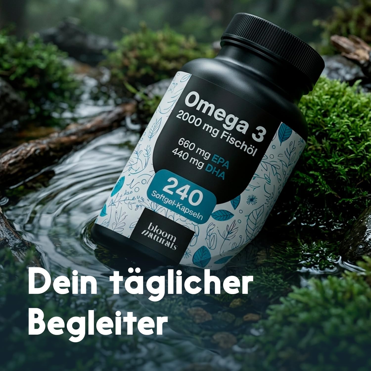 Detalle de Omega-3 Kapseln hochdosiert 2000 mg Fischöl – 240 Softgel-Kapseln mit 660 mg EPA und 440 mg DHA, hergestellt in Deutschland