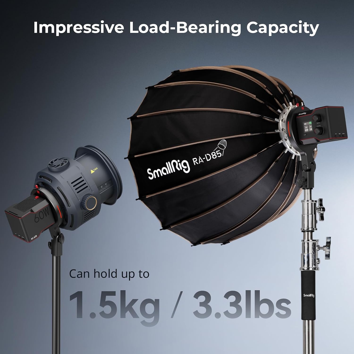 Detalle de SMALLRIG Bowens-Mount-Softbox-Speed-Ring-Adapter für RC 60B COB-Leuchte (tragfähig bis 1,5 kg)