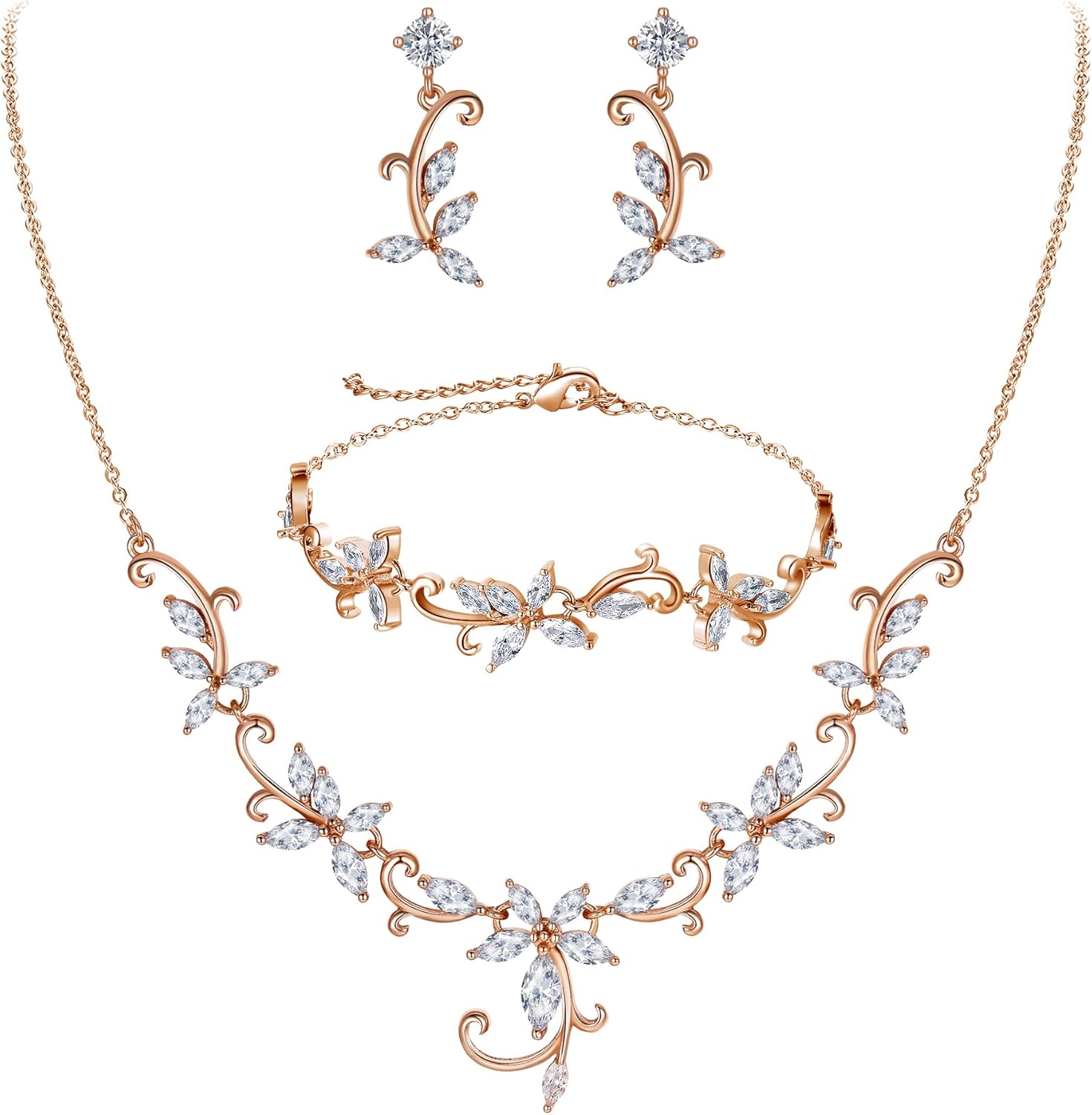 Thumbnail 5 de Parure bijoux femme mariage Clearine (3 pièces) : collier, boucles d’oreilles et bracelet en zircone cubique