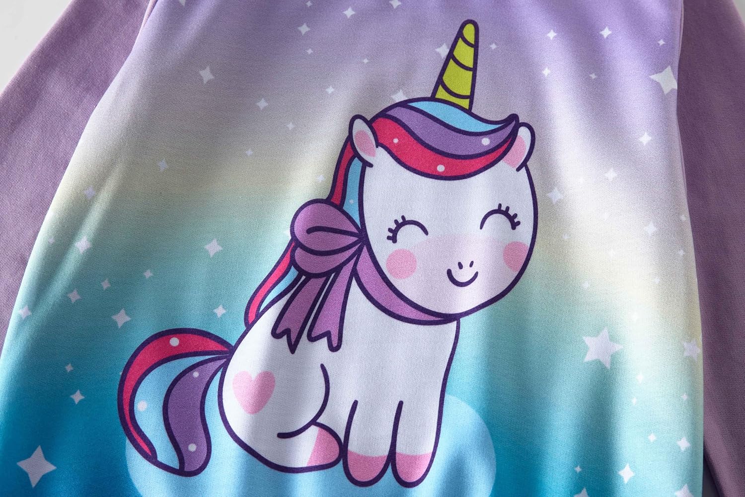Detalle de SOIBEEN Mädchen Sweatshirt 2‑Pack Einhorn Hoodie mit Rundhalsausschnitt, Langarm, Baumwoll-Polyester-Mischung – 1–10 Jahre