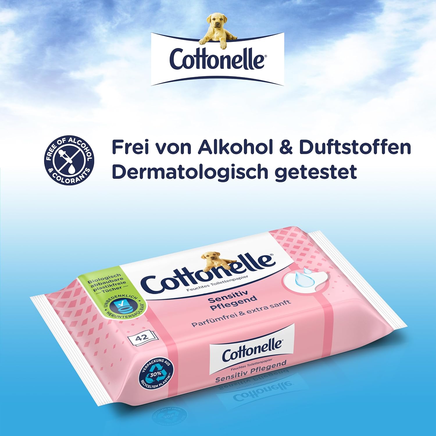 Detalle 2 de Cottonelle Feuchtes Toilettenpapier Sensitive 🚽