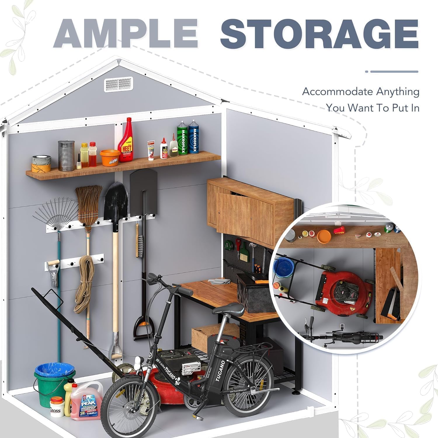 Detalle de Devoko Resin Outdoor Storage Shed, 6 x 4 FT