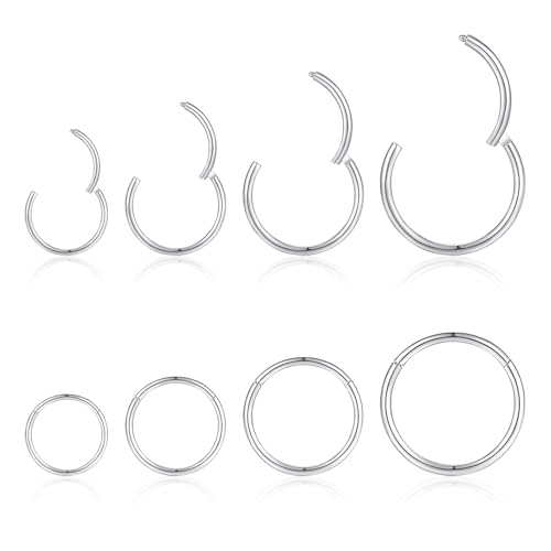 Detalle de jagosen Nasenpiercing Ring Silber 8er Set – 6–12 mm, 18 g, Chirurgenstahl | 4 Paare