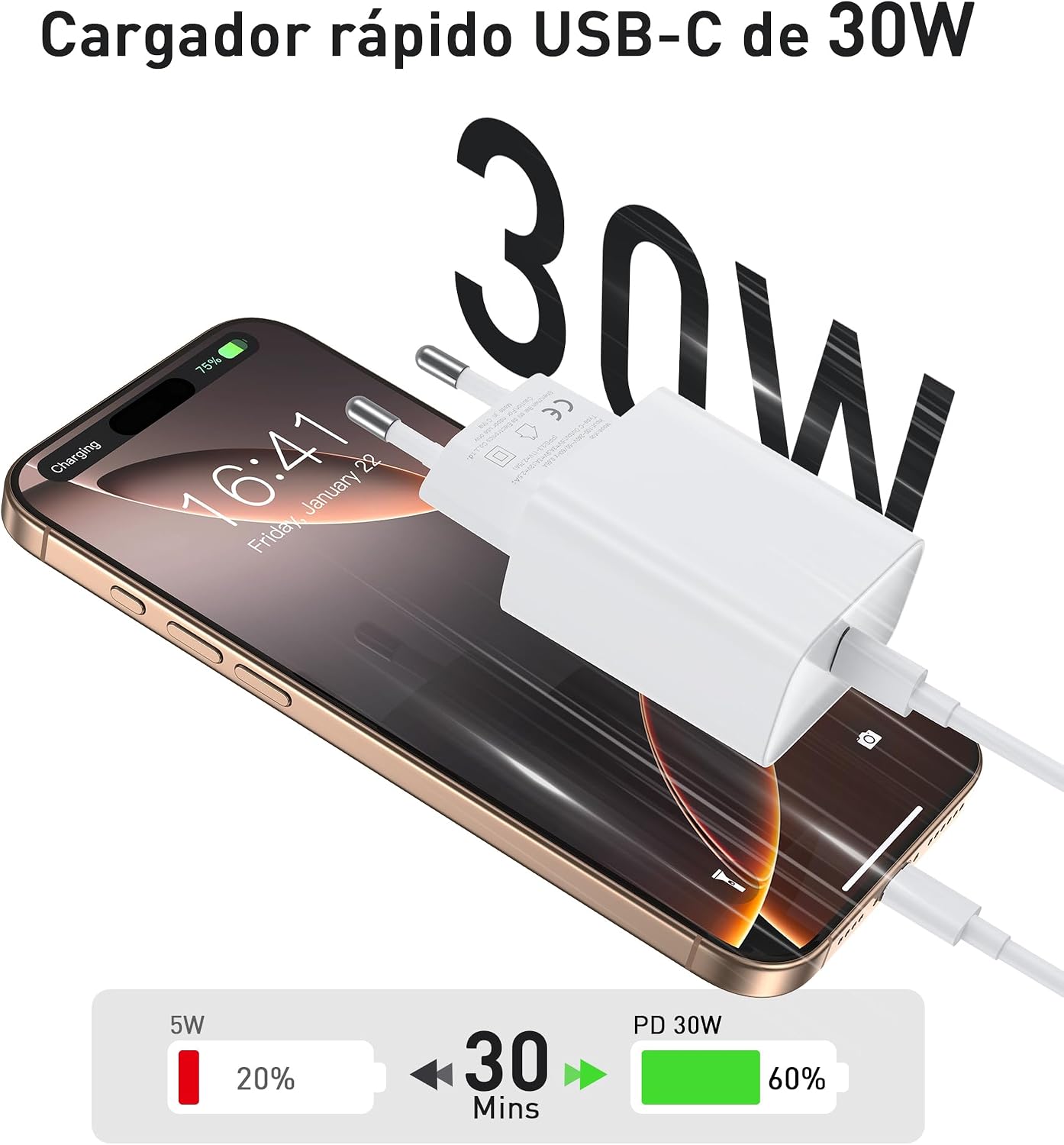 Thumbnail 2 de Cargador USB-C 30W rápido para iPhone