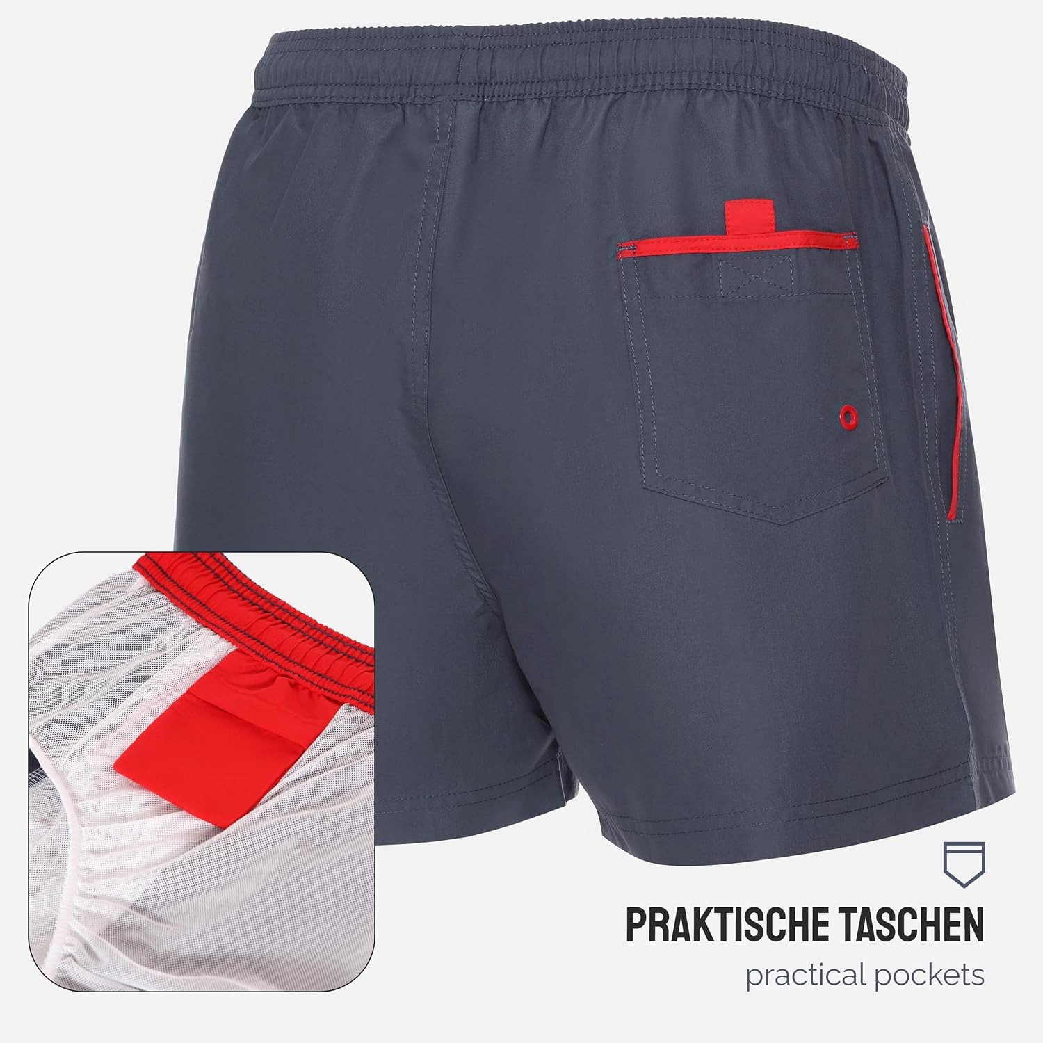 Detalle 2 de Ladeheid LA40-199 heren zwemshort van sneldrogend polyester met mesh binnenbroek