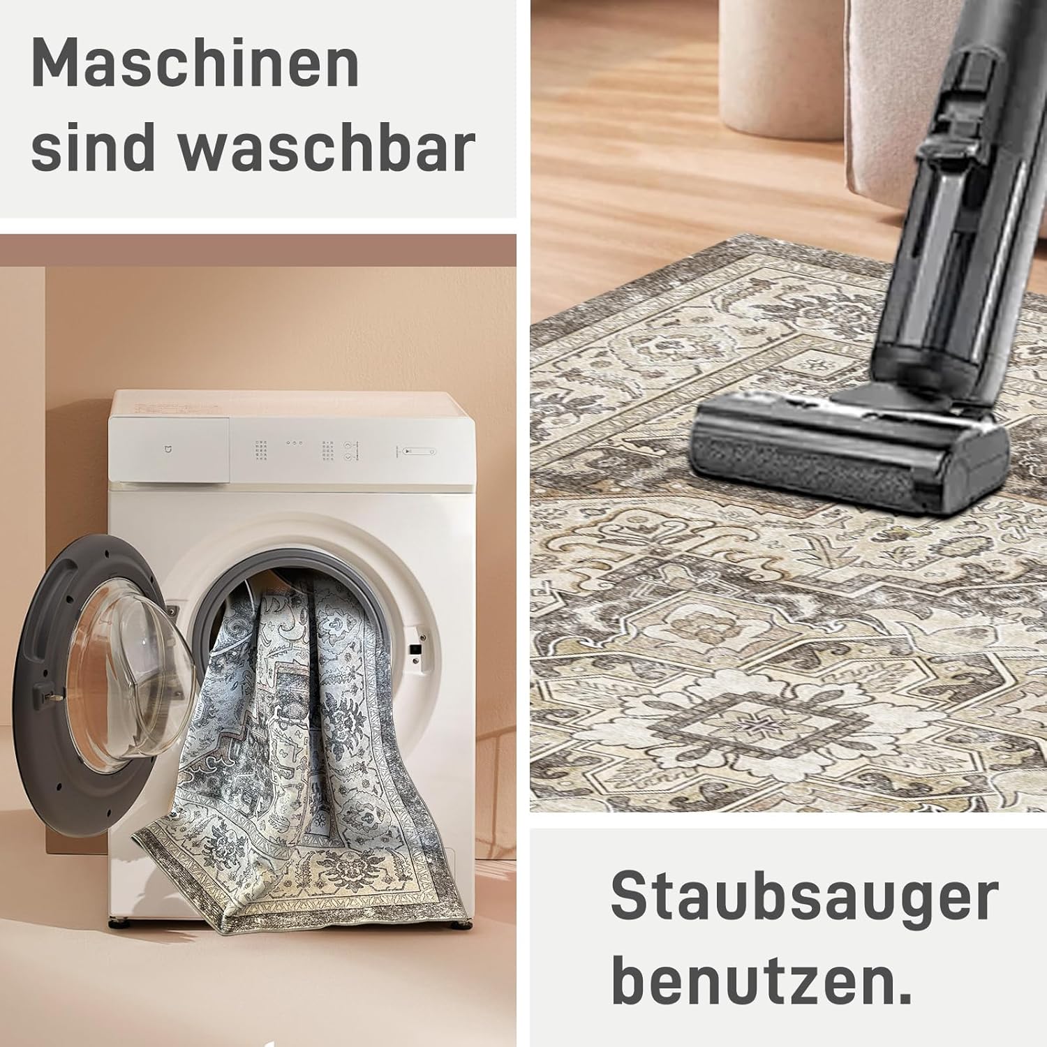 Thumbnail 4 de HiChiclife Tapis persan brun 200x300 cm vintage oriental lavable et antidérapant