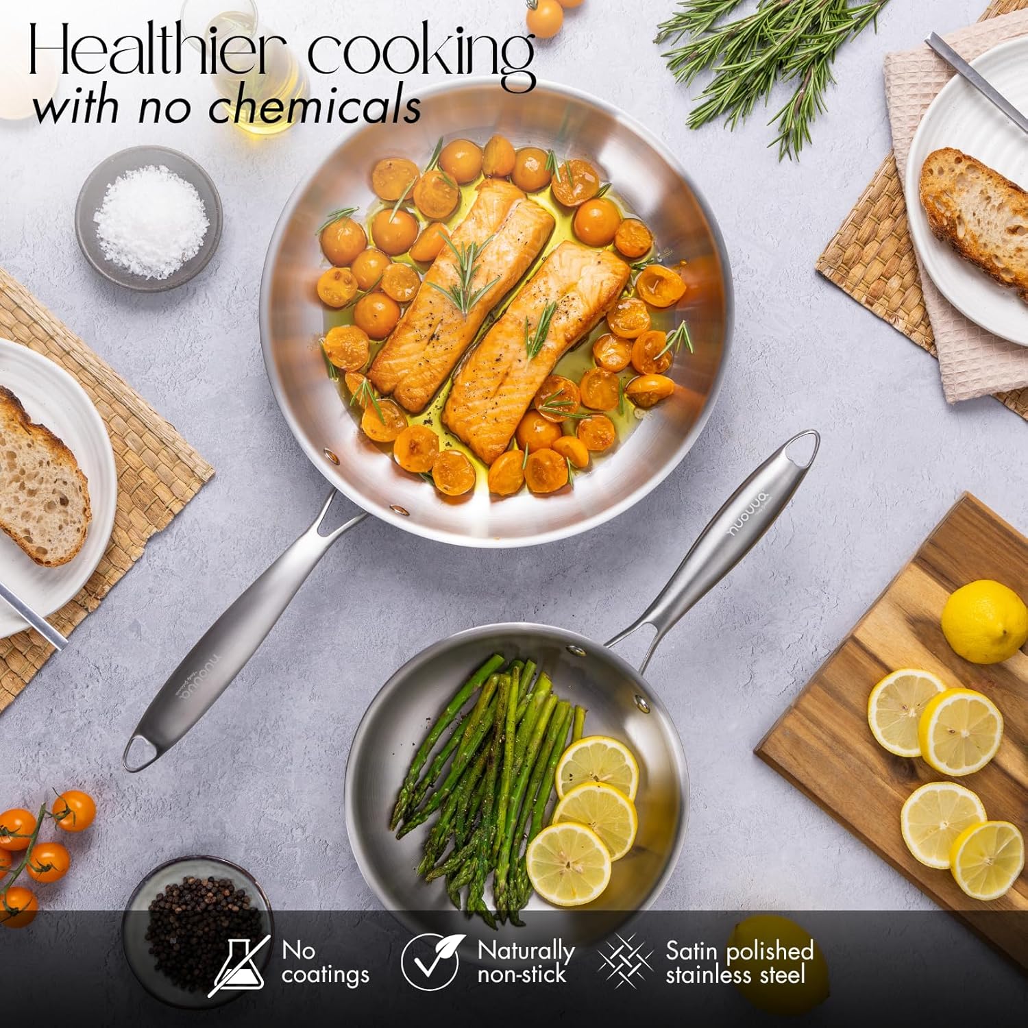 Thumbnail 4 de nuovva Stainless Steel Frying Pan Set 2pc