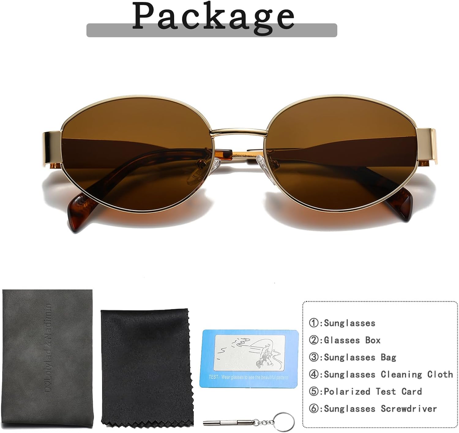 Thumbnail 5 de D Lolylad Damen-Sonnenbrille im Retro-Oval-Design mit UV-Schutz (UV400) und polarisierenden Gläsern