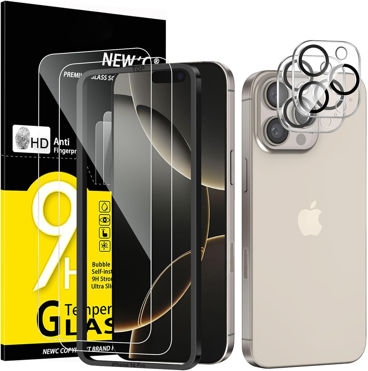 Detalle de NEW'C Kit 4 Verres Trempés iPhone 16 Pro 6,3