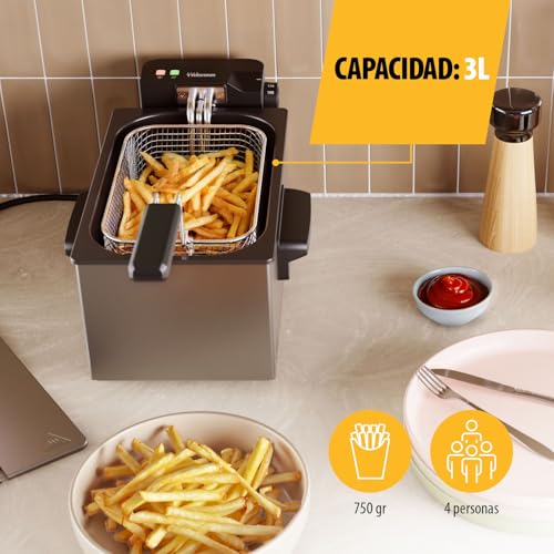 Thumbnail 3 de Tristar Freidora de Acero Inoxidable FR-9326, 3 L, Termostato 190°C, Zona Fría